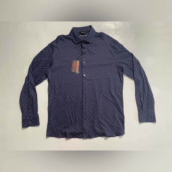 NEW-Size S Mens Hart Schaffner Marx Long Sleeve Button Down Shirt Cotton Navy - Picture 1 of 10